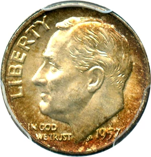 image for: 1957-D 10c PCGS MS67 FB