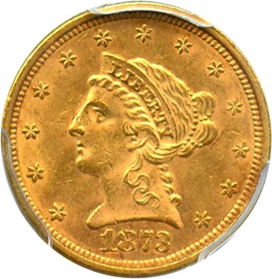 image for: 1873 $2 1/2 PCGS MS61 (Open 3)