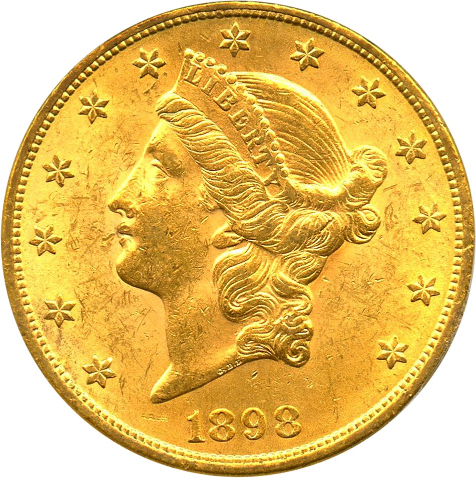 image for: 1898 $20 PCGS MS62