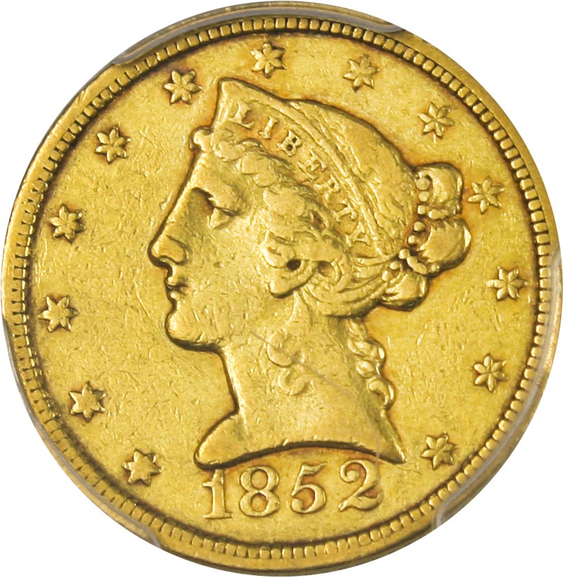 image for: 1852-C $5 PCGS XF40