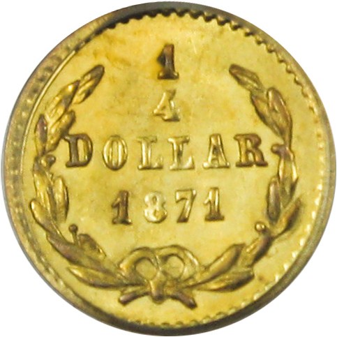 image for: California Fractional Gold: 1871 25c PCGS MS61 (BG-809)
