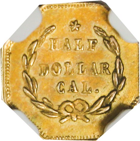 image for: California Fractional Gold: 1872 50c NGC MS62 (Octagonal Liberty, BG-914)