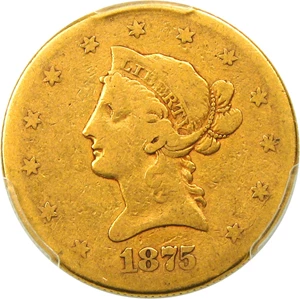 image for: 1875-CC $10 PCGS/CAC Good-6