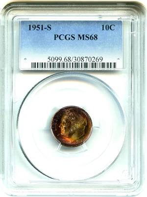 image for: 1951-S 10c PCGS MS68 - Vault Value!
