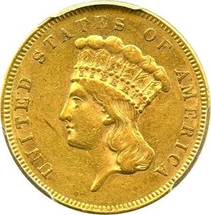 image for: 1857 $3 PCGS AU50