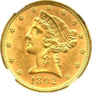 image for: 1892 $5 NGC MS64