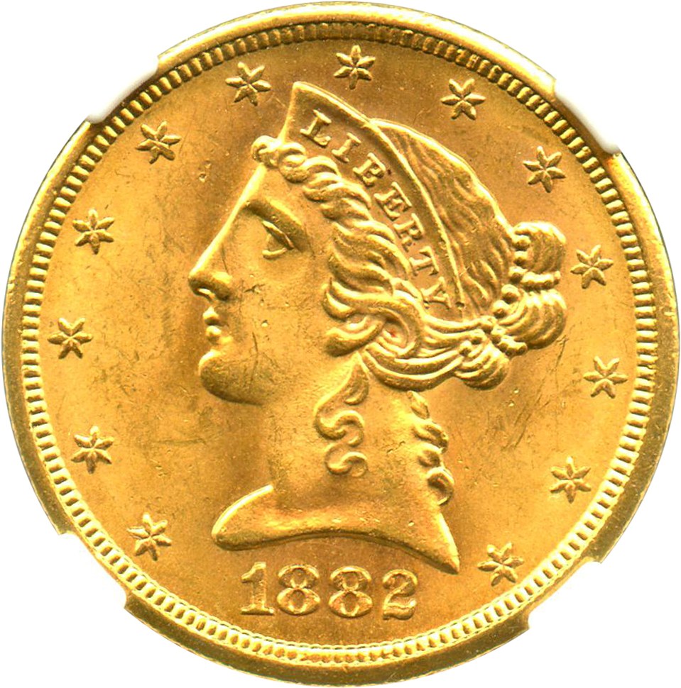 image for: 1882-S $5 NGC MS65