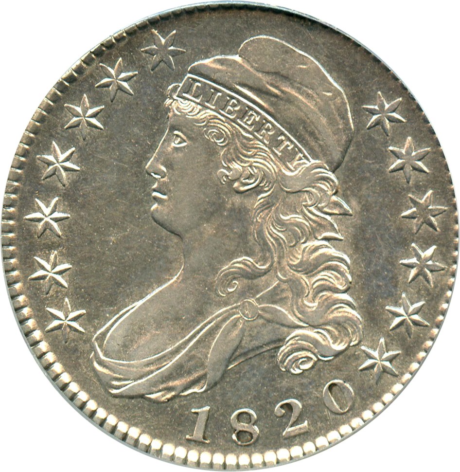 image for: 1820 50c PCGS AU53 (Square 2, Large Date, Knob 2) - No Reserve!