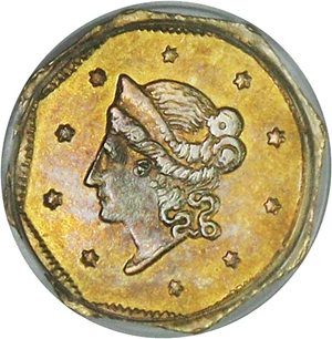image for: California Gold: 1854 $1 PCGS MS62 (BG-508)