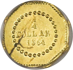 image for: California Gold: 1854 25c PCGS MS60 (BG-105)
