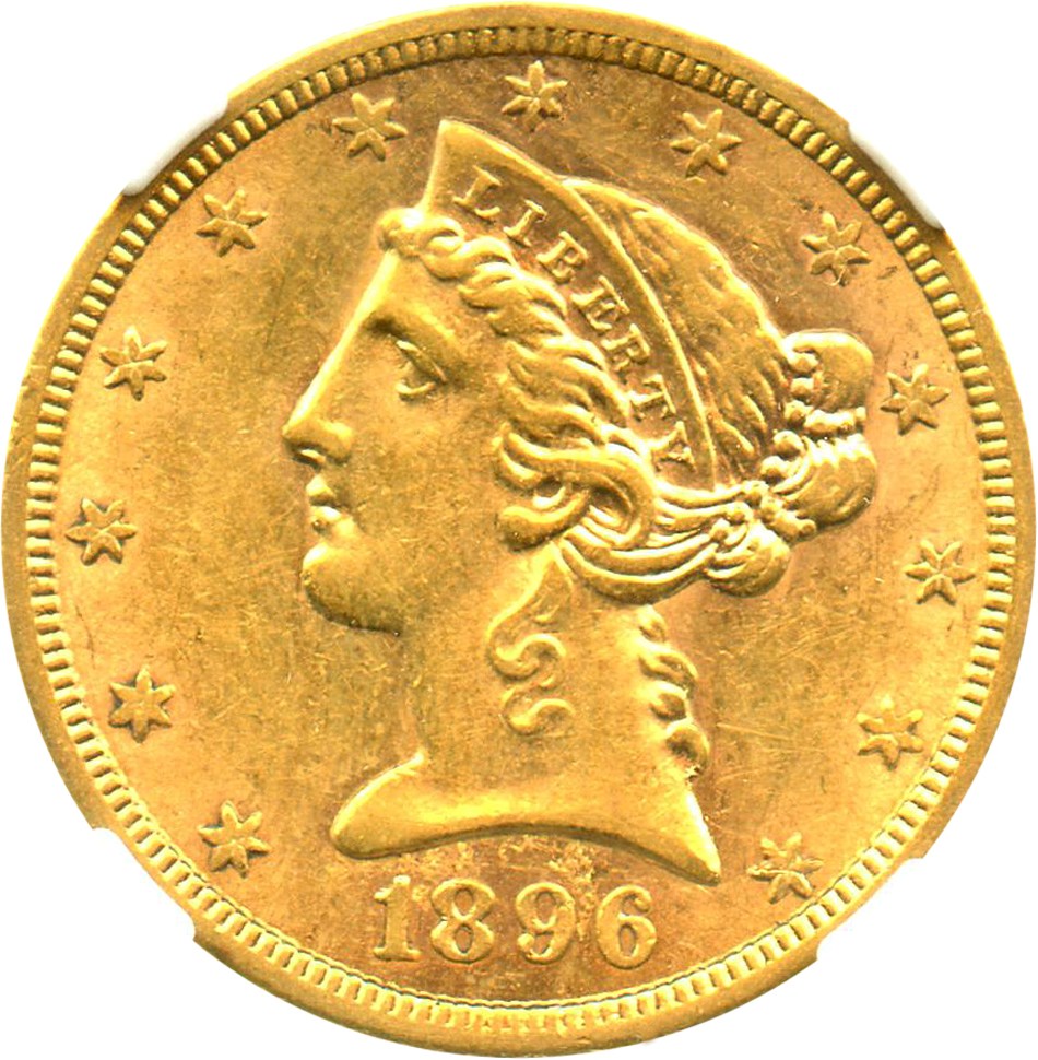 image for: 1896-S $5 NGC/CAC AU58 (Newman Collection) No Reserve!