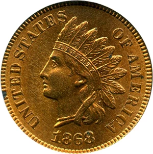 image for: 1868 1c PCGS MS65 RD - No Reserve!