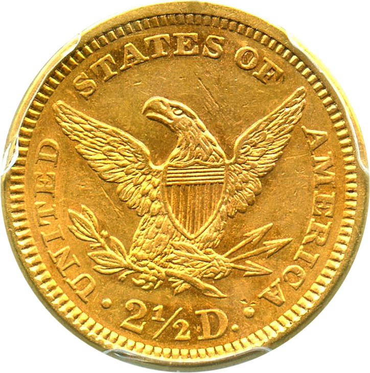 image for: 1860 $2 1/2 PCGS AU55 (New Reverse)