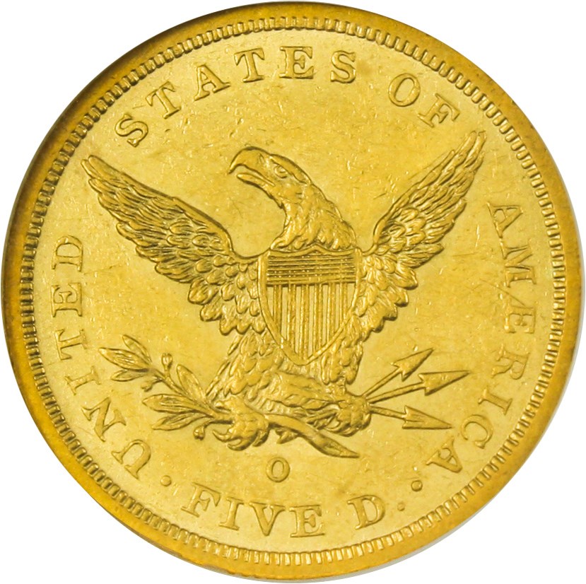 image for: 1843-O $5 NGC AU55 (Small Letters)