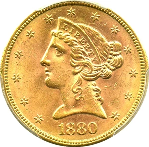 image for: 1880-S $5 PCGS/CAC MS64+