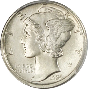 image for: 1924-D 10c PCGS MS65 FB