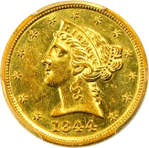 image for: 1844-D $5 PCGS MS61