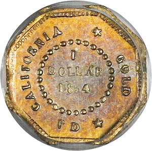 image for: California Gold: 1854 $1 PCGS MS62 (BG-508)