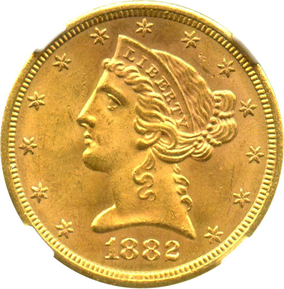 image for: 1882-S $5 NGC MS64