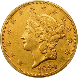 image for: 1854 $20 PCGS AU50 (Small Date)