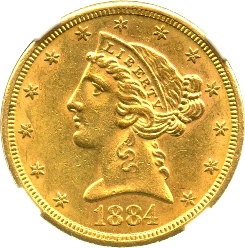 image for: 1884-S $5 NGC AU58