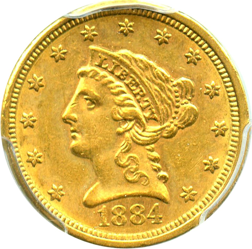 image for: 1884 $2 1/2 PCGS AU55