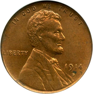 image for: 1914-S 1c PCGS MS64 RD - No Reserve!