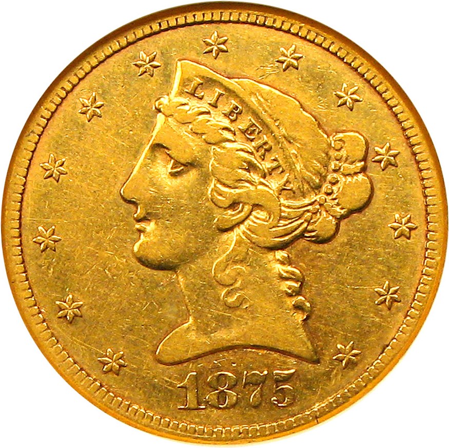 image for: 1875-CC $5 NGC VF30 