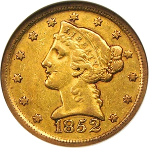 image for: 1852-D $5 NGC AU53