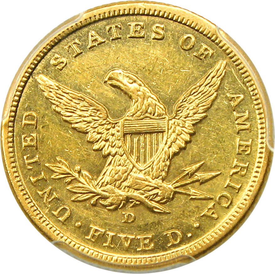 image for: 1841-D $5 PCGS AU58 (Small D)