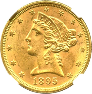 image for: 1895 $5 NGC MS64