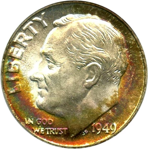 image for: 1949-D 10c PCGS MS66 FB