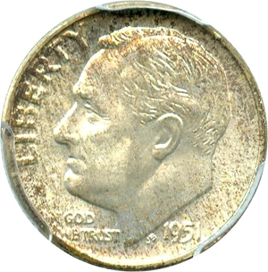 image for: 1951 10c PCGS MS66+ FB