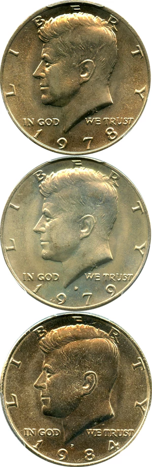 image for: Collector Lot of Assorted Kennedy 50c: All PCGS MS65 (3 Coins)