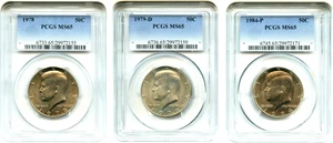 image for: Collector Lot of Assorted Kennedy 50c: All PCGS MS65 (3 Coins)