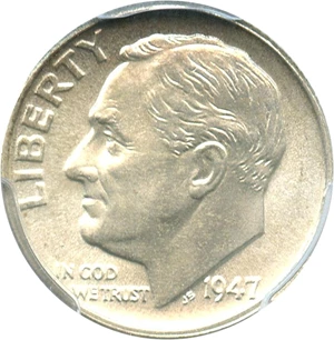 image for: 1947 10c PCGS MS66 FB