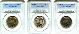 image for: Lot of Kennedy 50c: All PCGS MS65 (1978, 1979-D, 1984-P, 3 Coins Total)