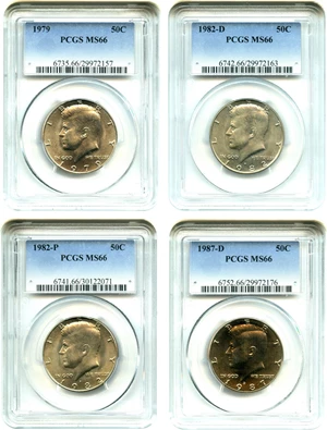 image for: Collector Lot of Assorted Kennedy 50c: All PCGS MS66 (4 Coins)