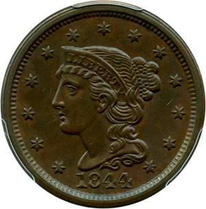 image for: 1844 1c PCGS AU58