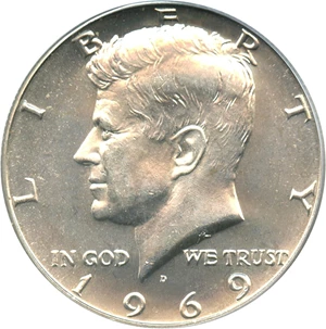 image for: 1969-D 50c PCGS MS66