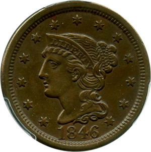 image for: 1846 1c PCGS AU50 (Tall Date)