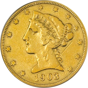 image for: 1903-S $5 PCGS Genuine