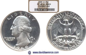 image for: 1969-S 25c NGC Proof 69 W Cameo