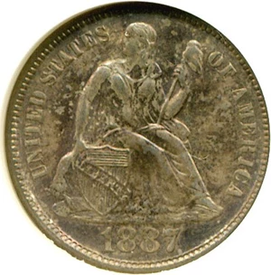 image for: 1887-S 10c NGC MS65