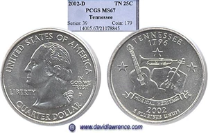 image for: 2002-D 25c Tennessee PCGS MS67