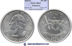 image for: 2002-D 25c Tennessee PCGS MS67