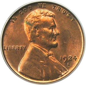 image for: 1924-S 1c PCGS MS63 RD