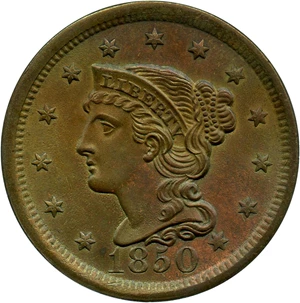 image for: 1850 1c PCGS MS64 BN