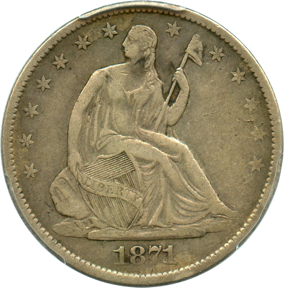 image for: 1871-S 50c PCGS/CAC VF35 