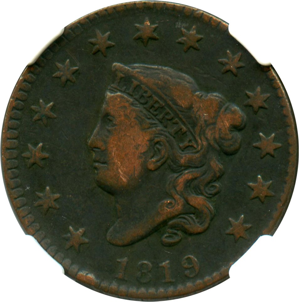 image for: 1819 1c NGC VF25 BN (Small Date)